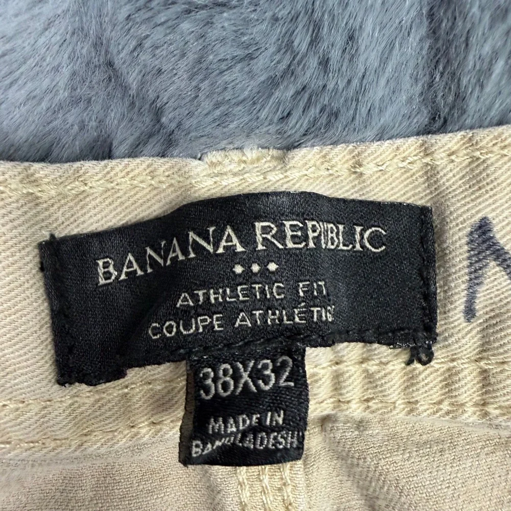Banana Republic Athletic Fit Chino Pants Tan Khaki Cotton 38x32 Mens